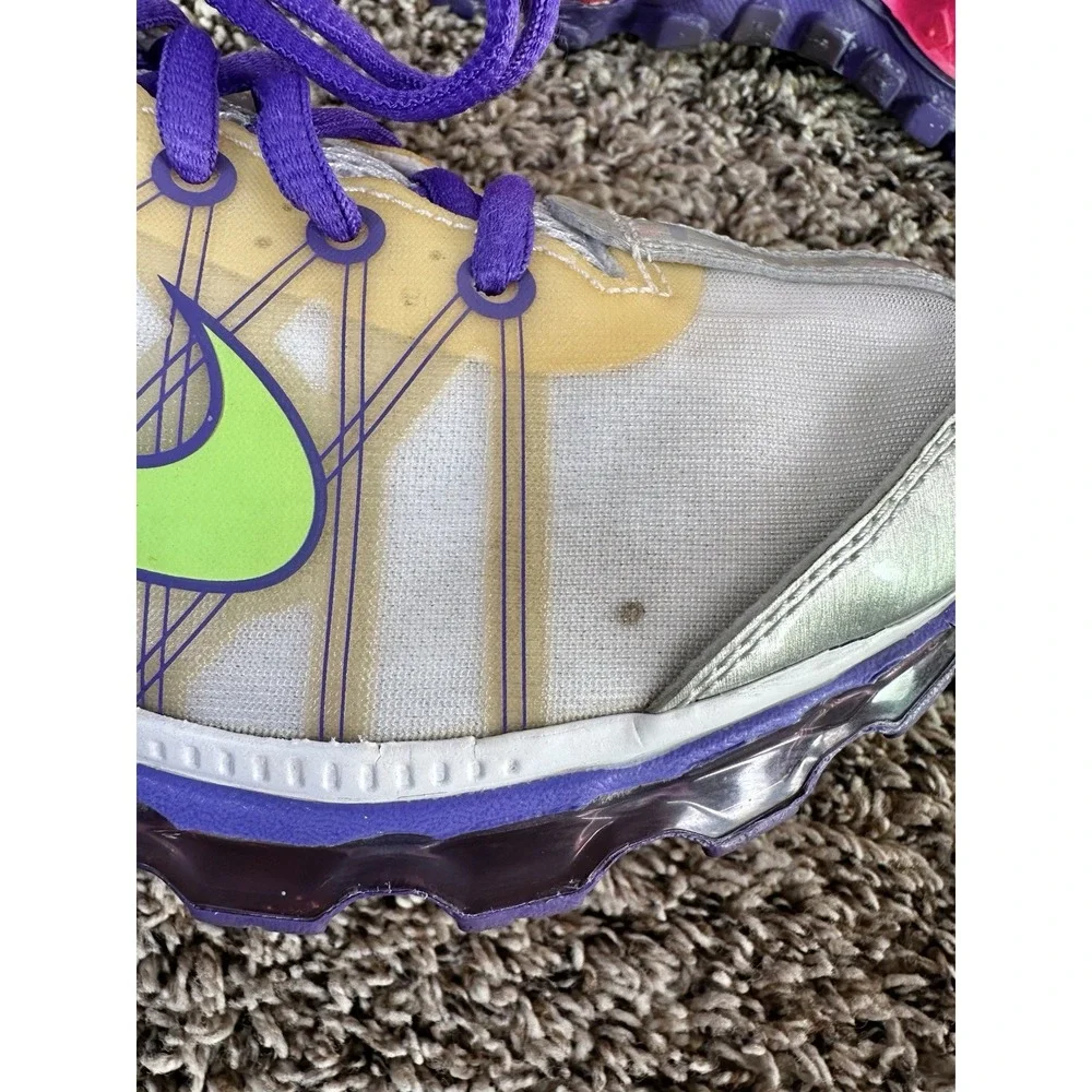 Nike Air Max 2009 Youth Running Athletic Shoes Size 6.5Y White Purple Green